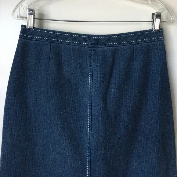 CELINE YACHTING TWILL DENIM CANVAS NAUTICAL BUTTON SKIRT SIZE 38 FRANCE - Picture 5 of 16